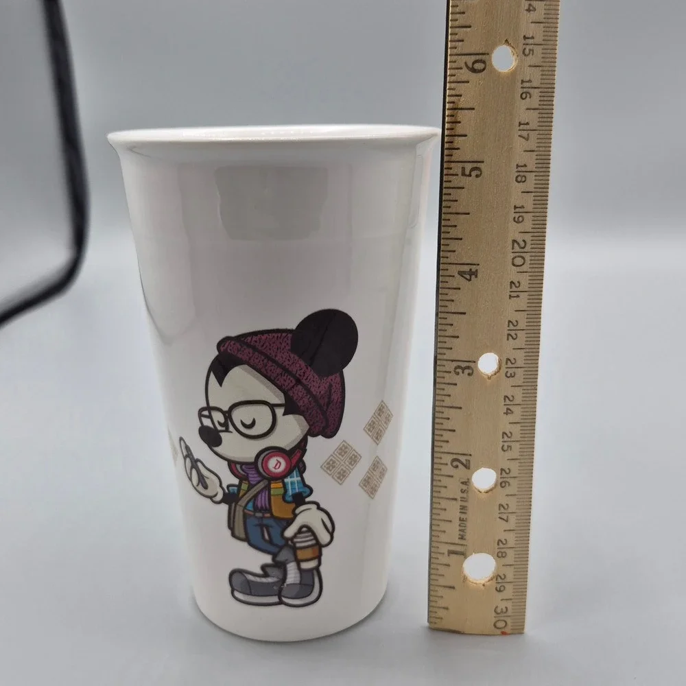 Disney M-Ware Hipster Mickey Mouse Ceramic Tumbler Cup White FAC-02560417338